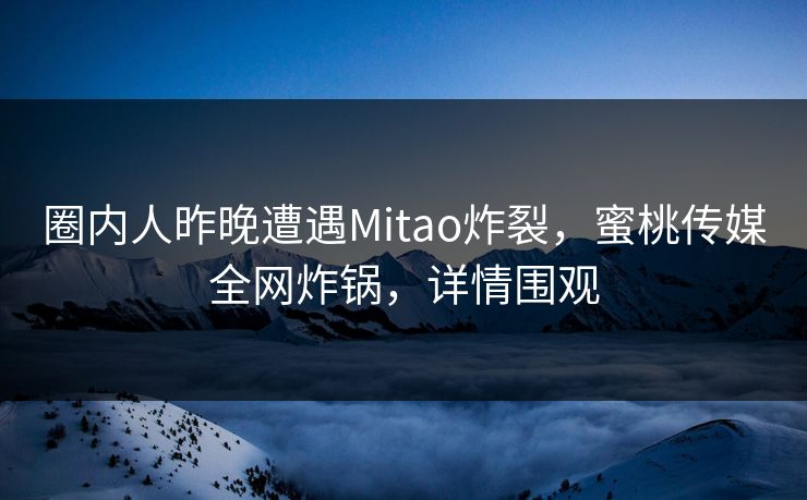 圈内人昨晚遭遇Mitao炸裂，蜜桃传媒全网炸锅，详情围观