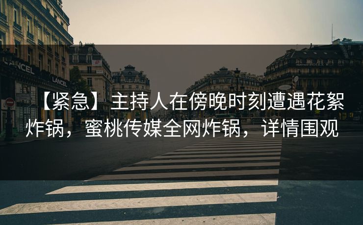 【紧急】主持人在傍晚时刻遭遇花絮炸锅，蜜桃传媒全网炸锅，详情围观