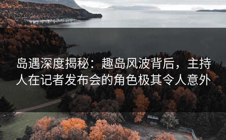 岛遇深度揭秘：趣岛风波背后，主持人在记者发布会的角色极其令人意外